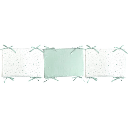 Chichonera protector de cuna Reversible Con Relleno Estrella Menta