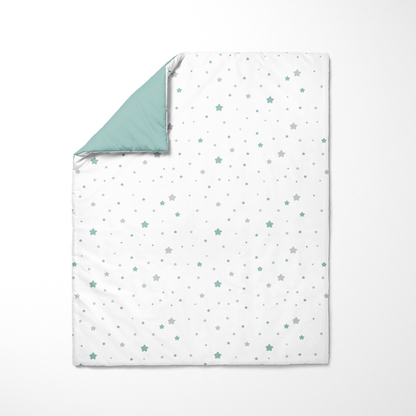 Funda Nórdica Reversible Cuna Estrella Menta