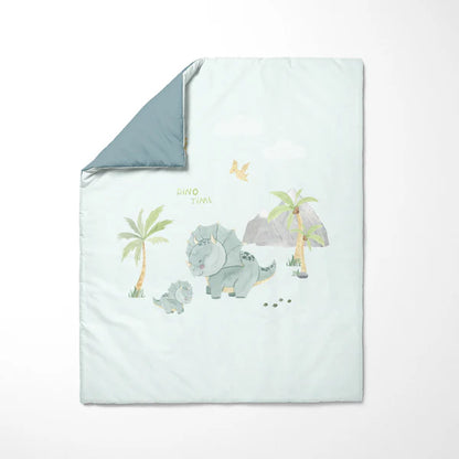 Pack completo cuna Dinosaurio - Funda nórdica juego de sábanas Protector de cuna cojín y peluche