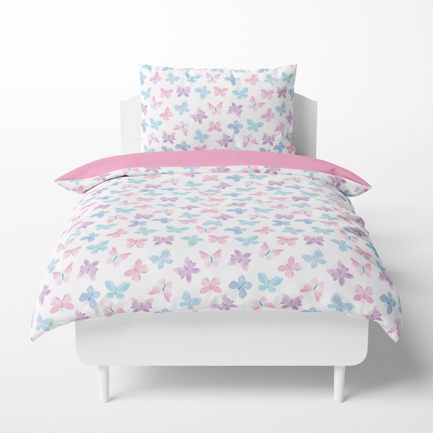 Funda Nórdica Reversible Cama Mariposa Pastel