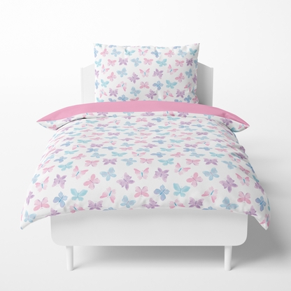 Funda Nórdica Reversible Cama Mariposa Pastel