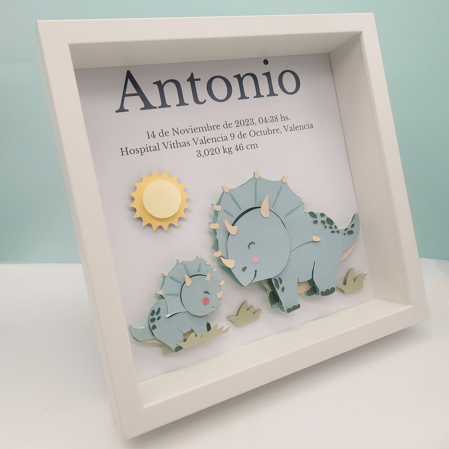 Cuadro 3D Personalizado Dinosaurio bebé Aventurero