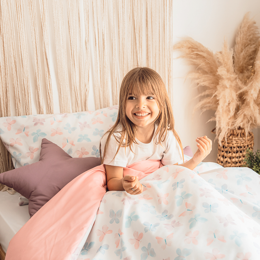 Funda Nórdica Reversible Cama Mariposa Pastel
