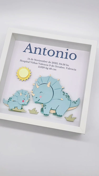 Cuadro 3D Personalizado Dinosaurio bebé Aventurero
